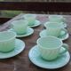 Set of 6 cups and saucers opaline green water