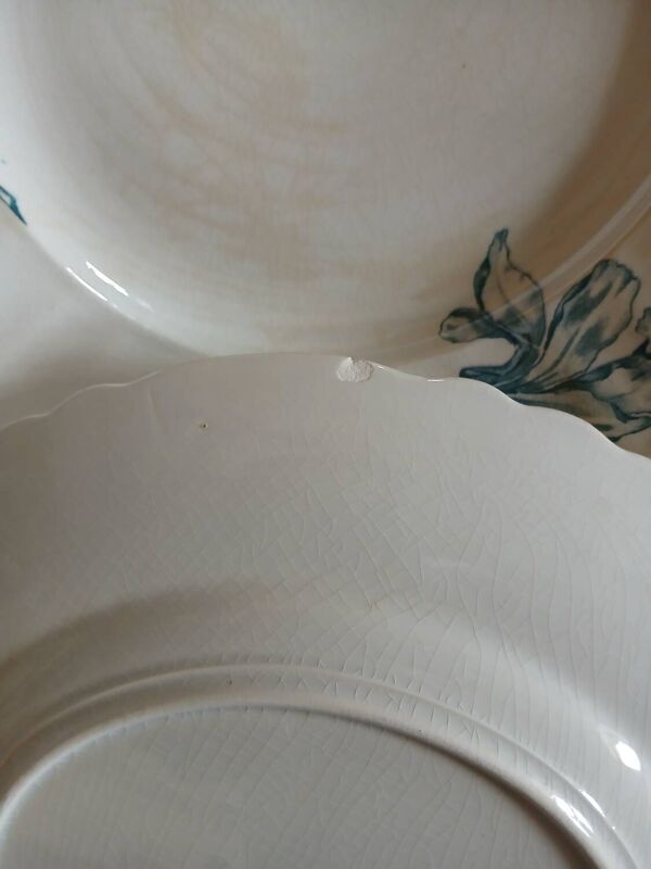 12 assiettes plates anciennes en Terre de fer