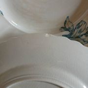12 assiettes plates anciennes en Terre de fer 