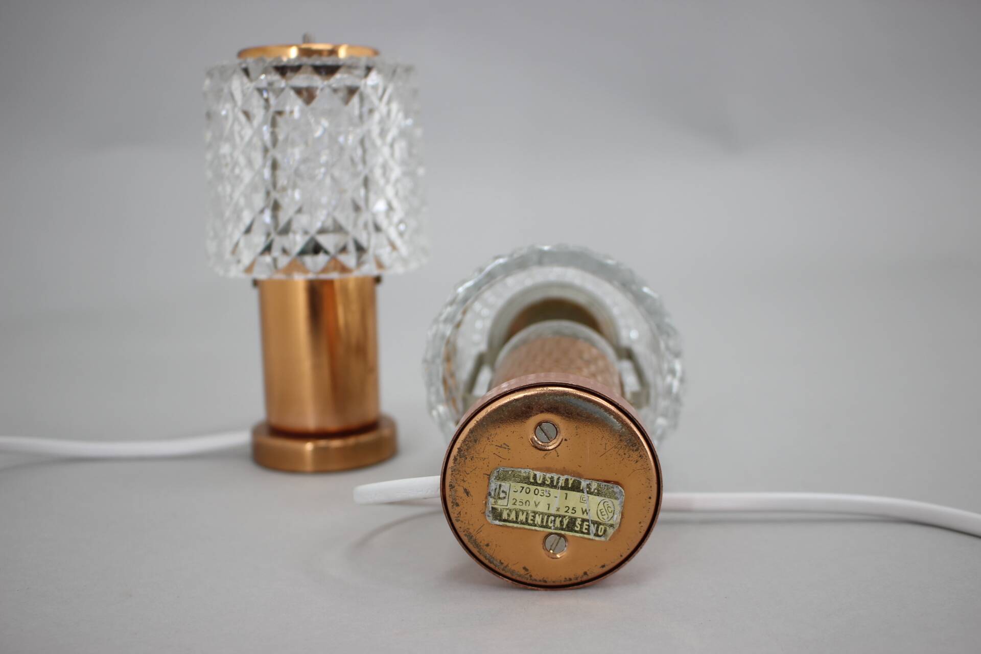 Pair of Table Lamps in Copper by Kamenicky Senov, Czechoslovakia