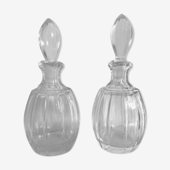 Duo of  glass and cabochon bottles