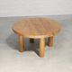 Table basse ronde en bois d'orme massif, France, années 1970