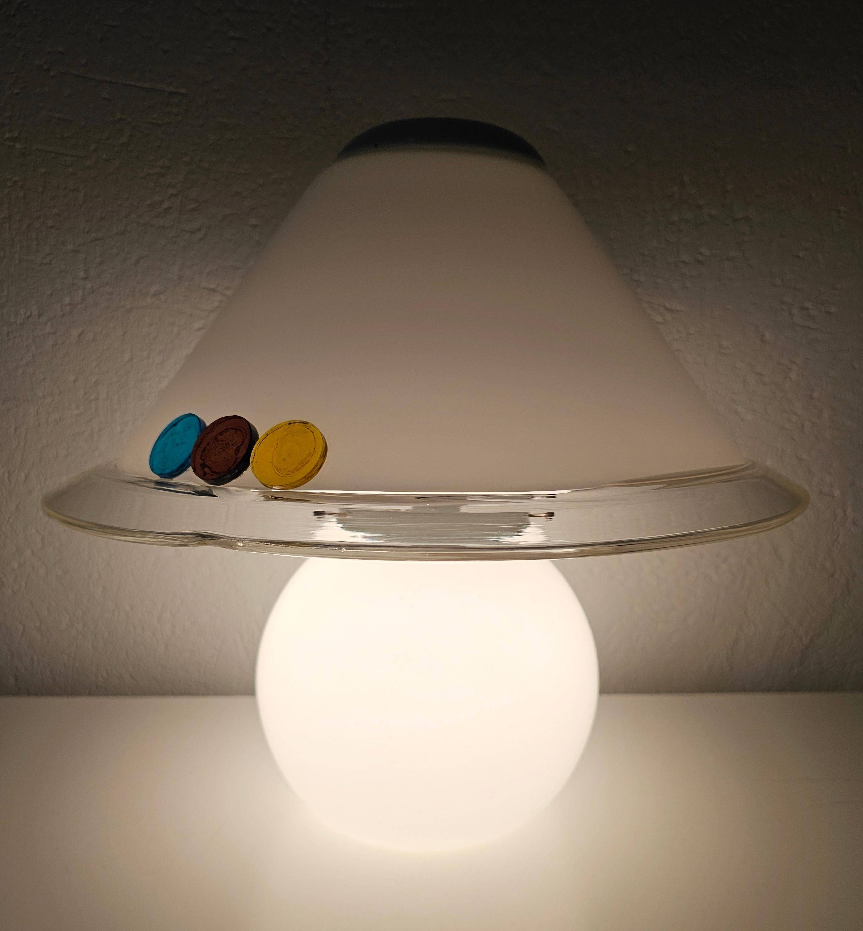 Murano glass table lamp in mushroom shape, Mid Century Modern, 1970s