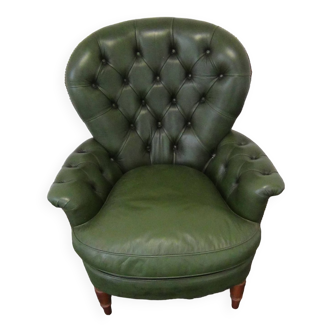 Fauteuil Chesterfield vintage en cuir