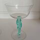 Pair of Vintage Postmodern Crystal Champagne Coupes with Organic Aqua Stems
