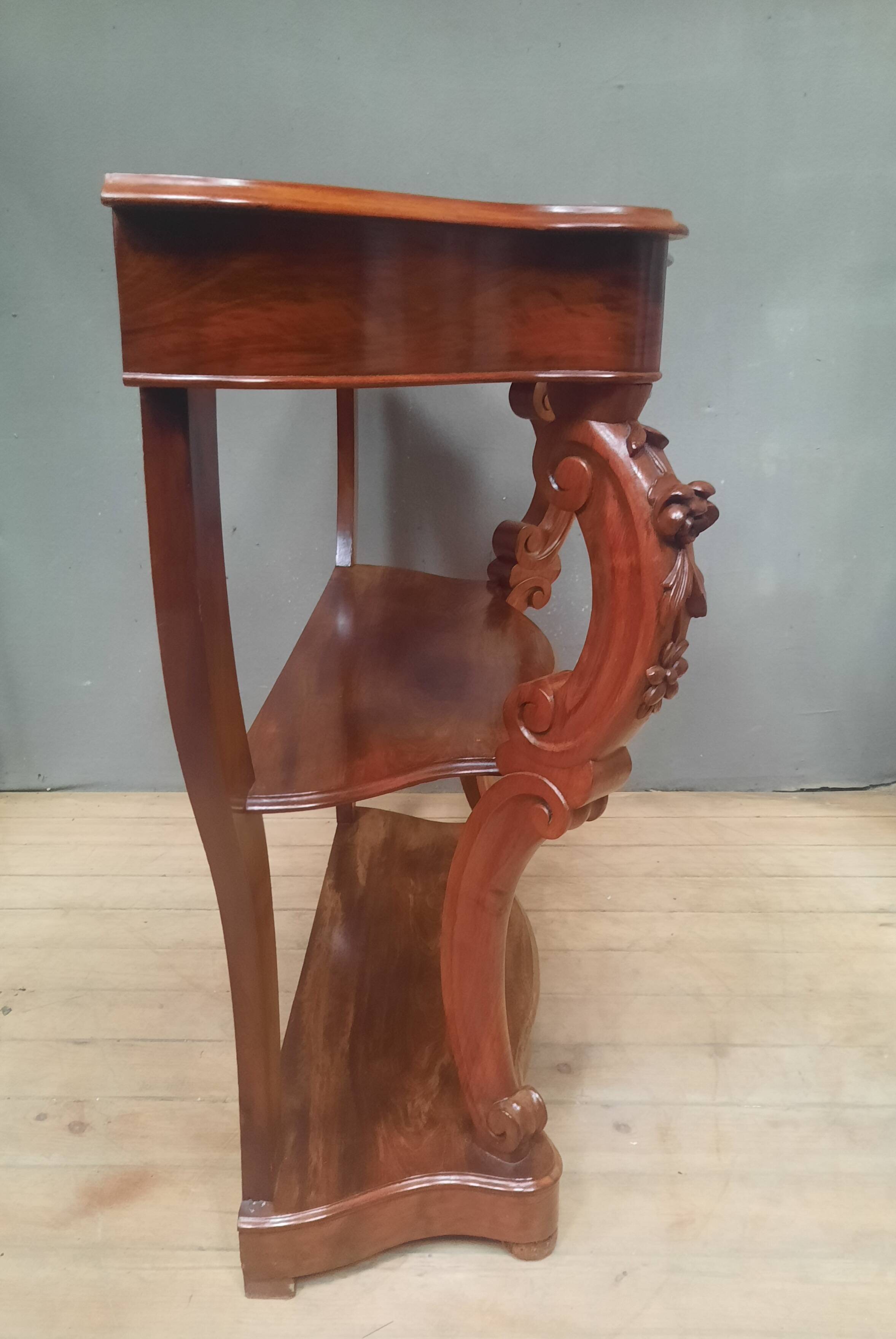 19th century Louis XV style console table in veneer wood