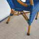 Fauteuil ancien en osier, bambou et rotin bleu, années 50 60
