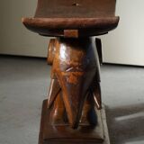 African elephant stool in carved wood, mid-century in Wabi Sabi style, 1940s.
