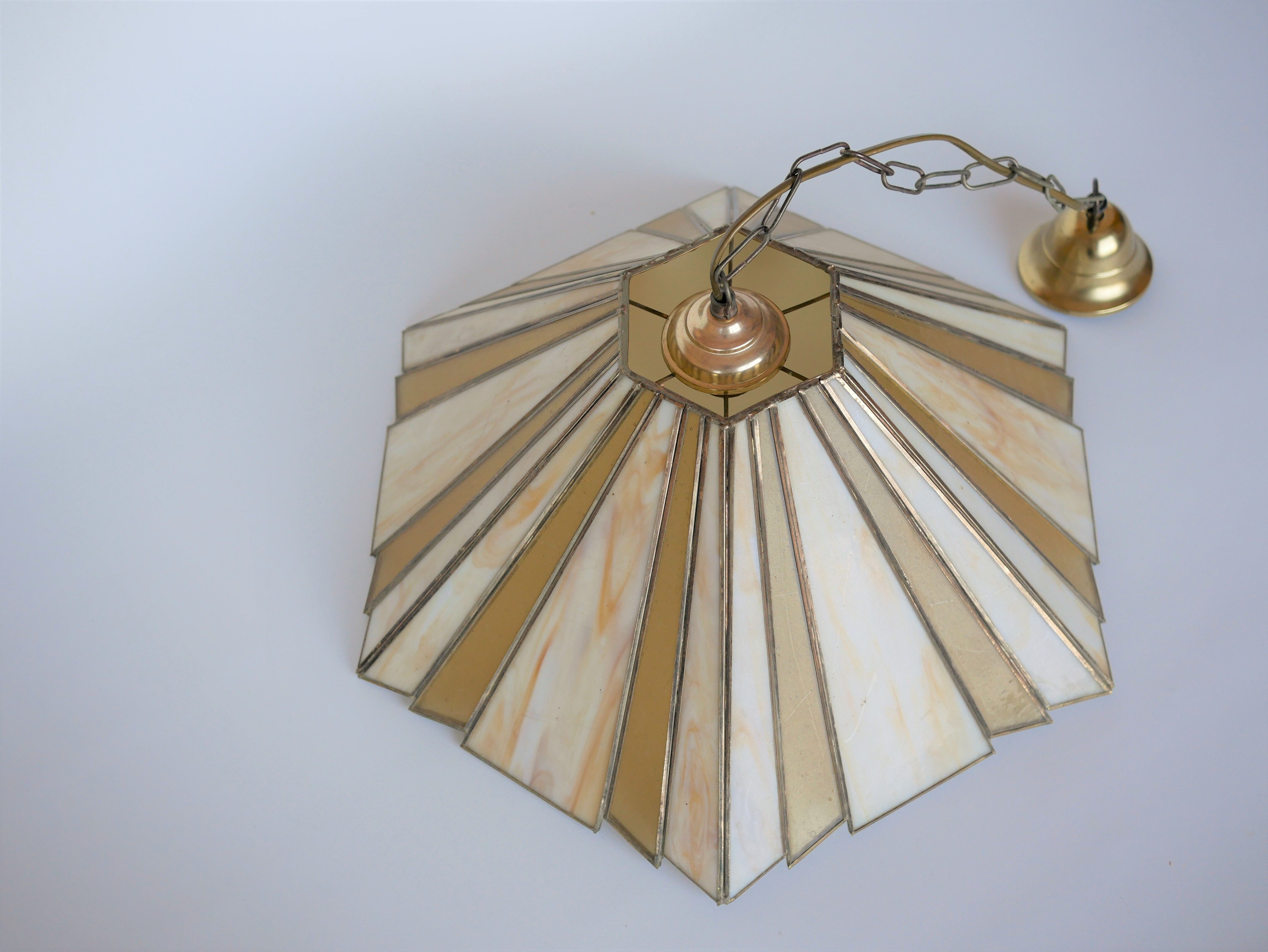 Suspension art déco vintage en verre Tiffany