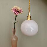 Vintage globe pendant lamp in white opaline