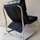 Vintage Gillis Lundgren armchair, black leather and chrome, Sweden 1970s