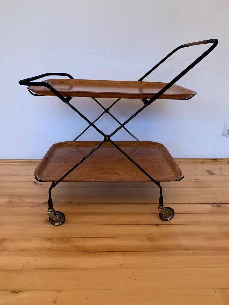 Swedish bar trolley by Paul Nagel for JIE Gantofta, 1950s