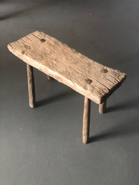 Banc de traite en bois blond