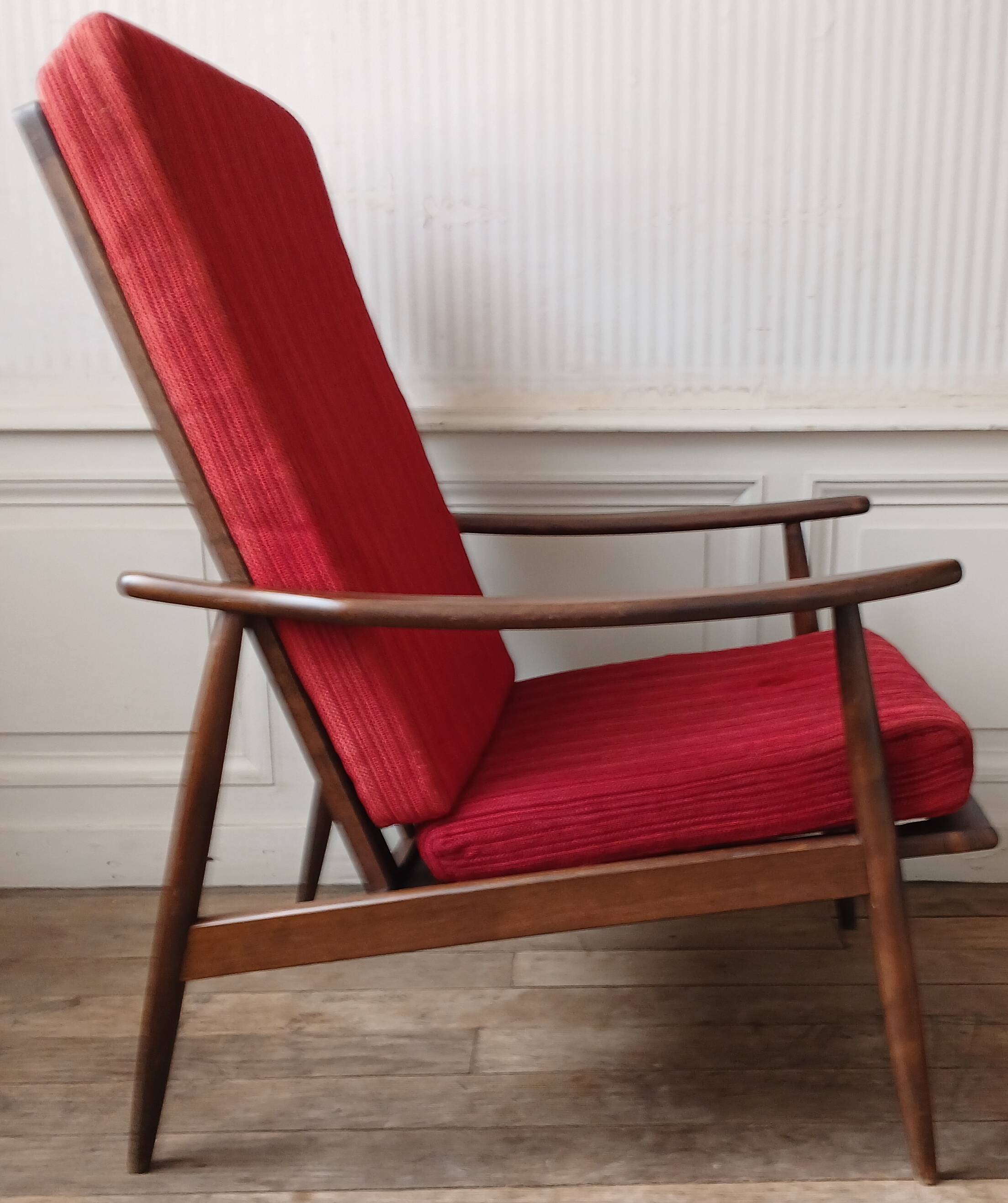 Scandinavian "boomerang" armchair, circa 1960