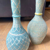 Vases vintage, anciens fait à la main, bleu