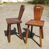 Pair of brutalist chair wood vintage