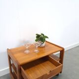 Deense teak audio trolley met lade vintage tv meubel