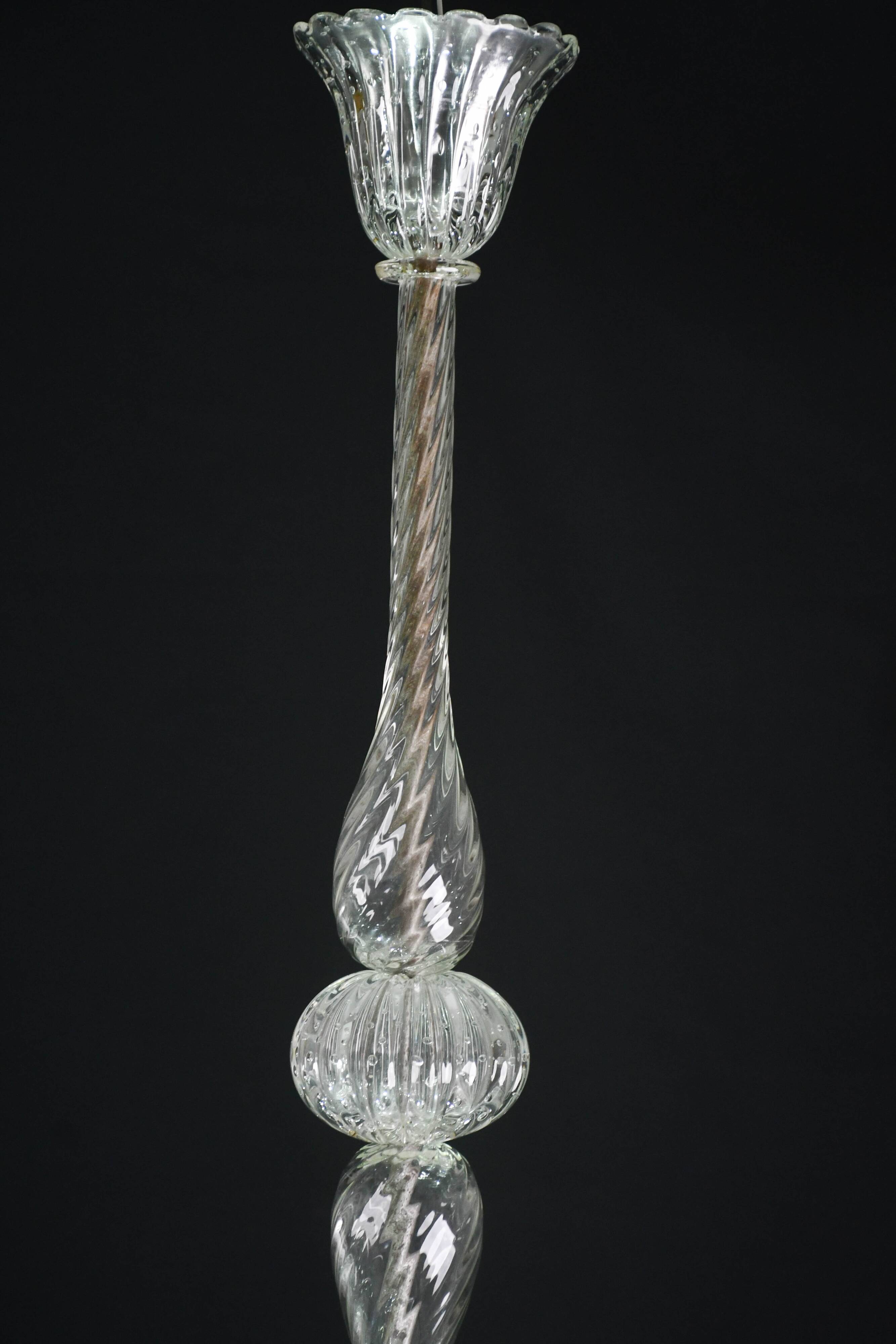 Luxury Art Decò Barovier e Toso Chandelier, Murano "Bubble" Glass, 1950s