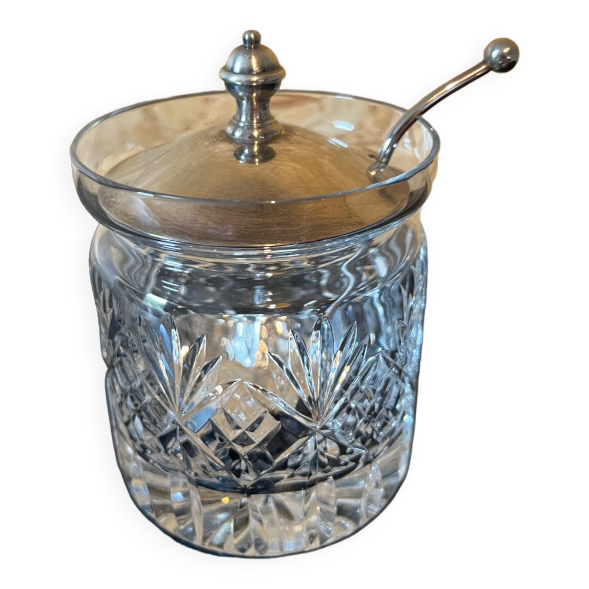 Jam jar in crystal or chiseled glass English model