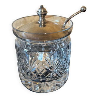 Jam jar in crystal or chiseled glass English model