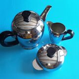 Baumlin nickel chrome 3-piece service - coffee/tea maker, milk jug, sugar bowl