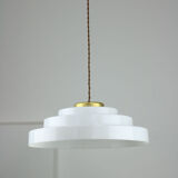 Mid-century cascade brass and plexiglass pendant lamp