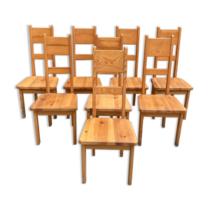 8 chaises en pin par