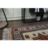 1960's Vintage Turkish Milas Handmade Wool Cotton Red Blue Area Rug 130x180