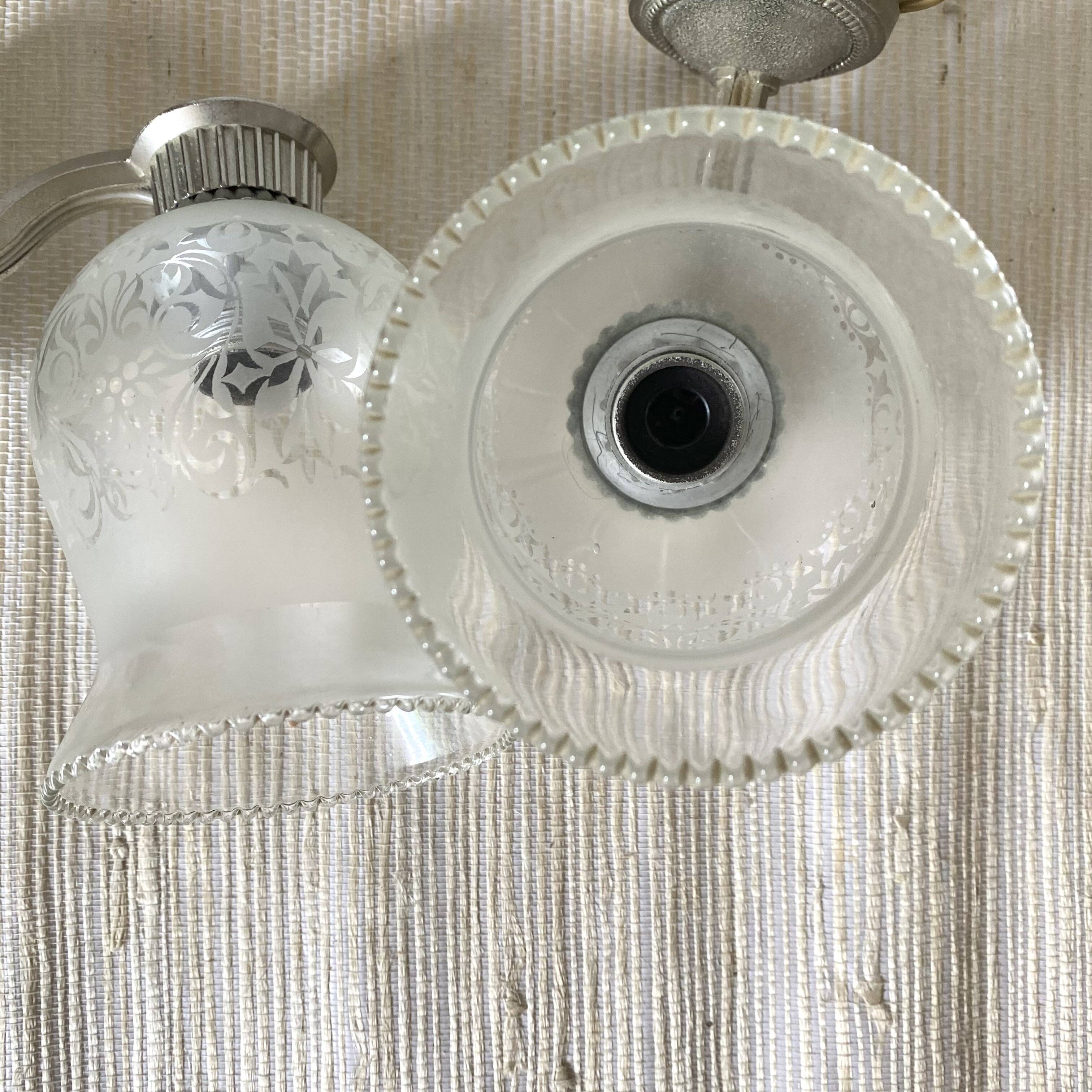 Pair of metal and glass wall lights