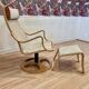 FAUTEUIL ET SON OTTOMAN "DESIGN SCANDINAVE".