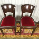 Pair of age Art Deco red velvet chairs