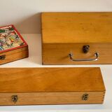 3 vintage dovetail wooden boxes