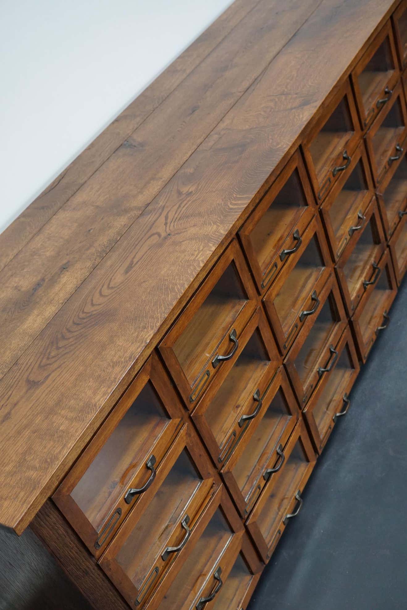 Vintage dutch oak haberdashery cabinet 1930s