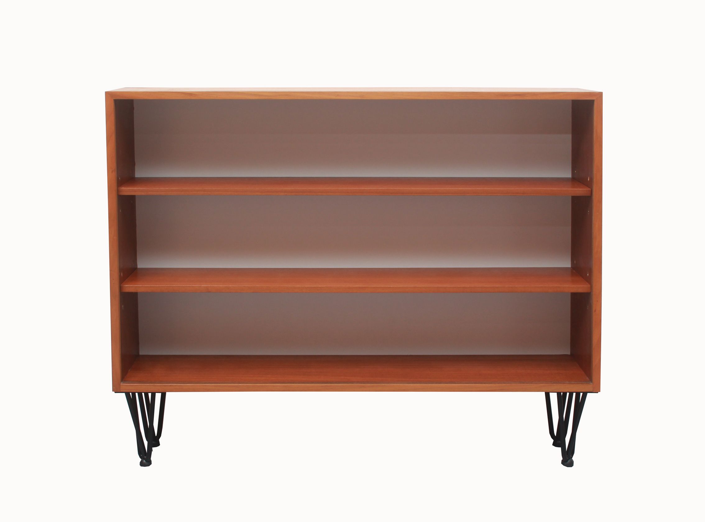 1960s book shelf in walnut, white back panel