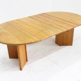 Table à manger ronde extensible vintage danoise en bois massif