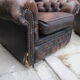Padded chesterfield leather armchairs