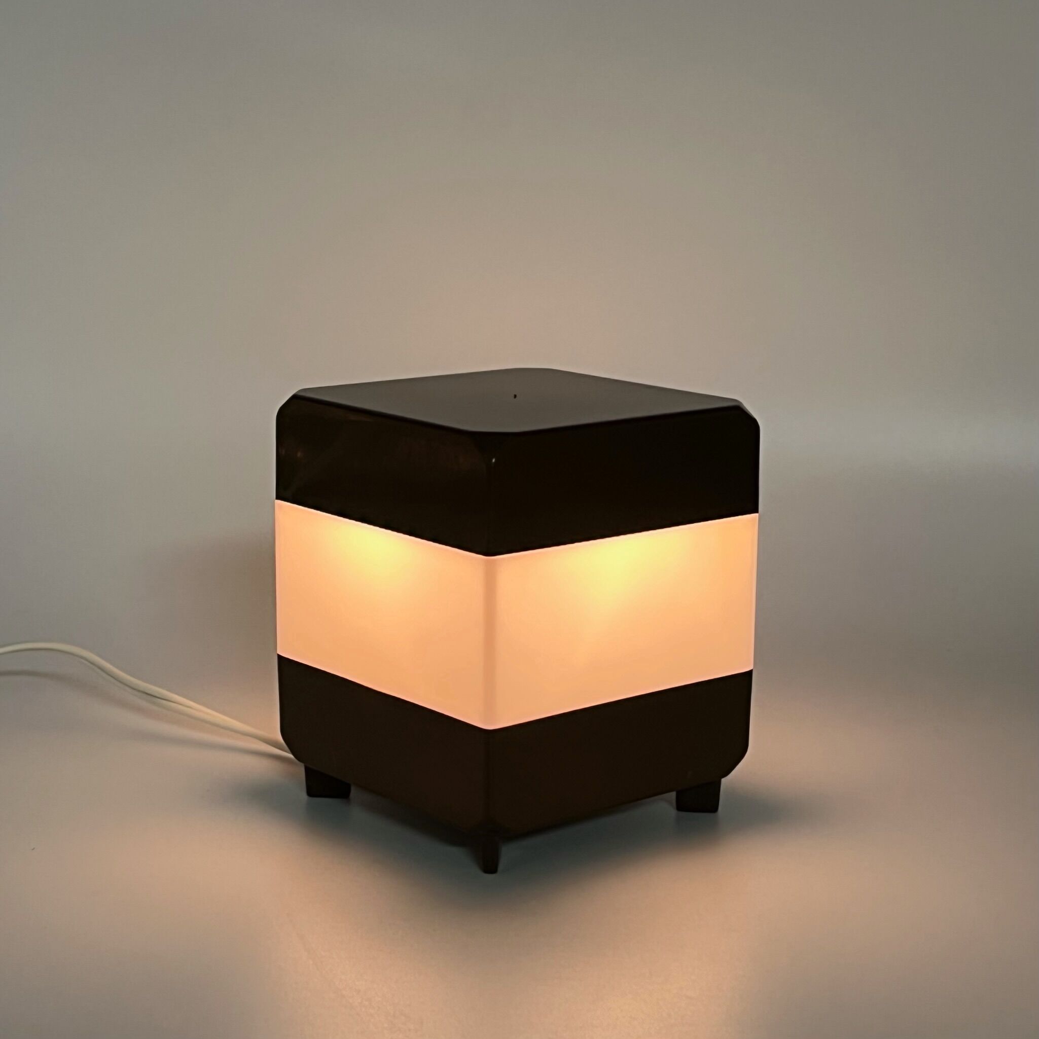 Side table lamp - space age night lamp - plastic cube nostalgic decor