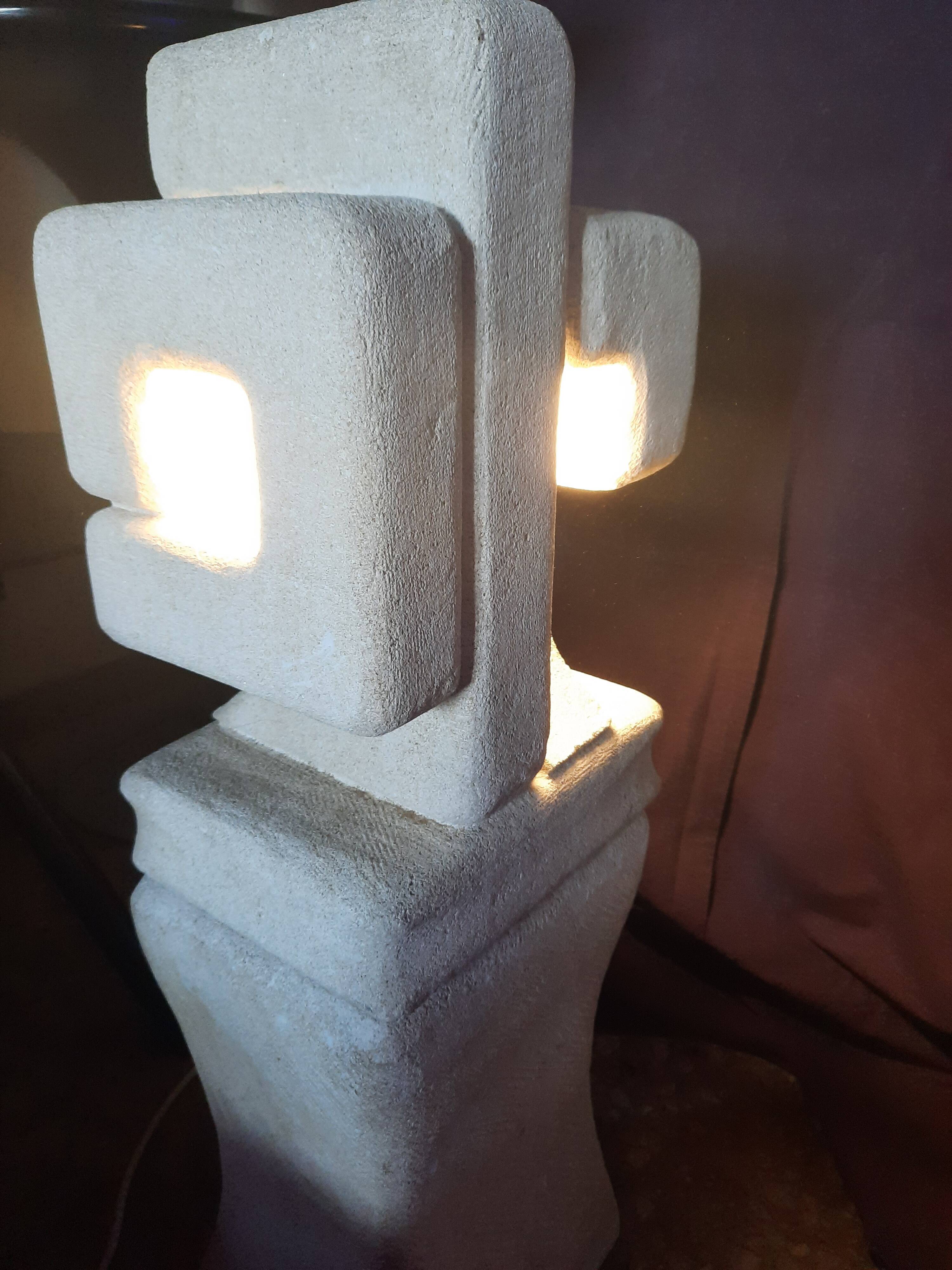 Large stone sculpture lamp