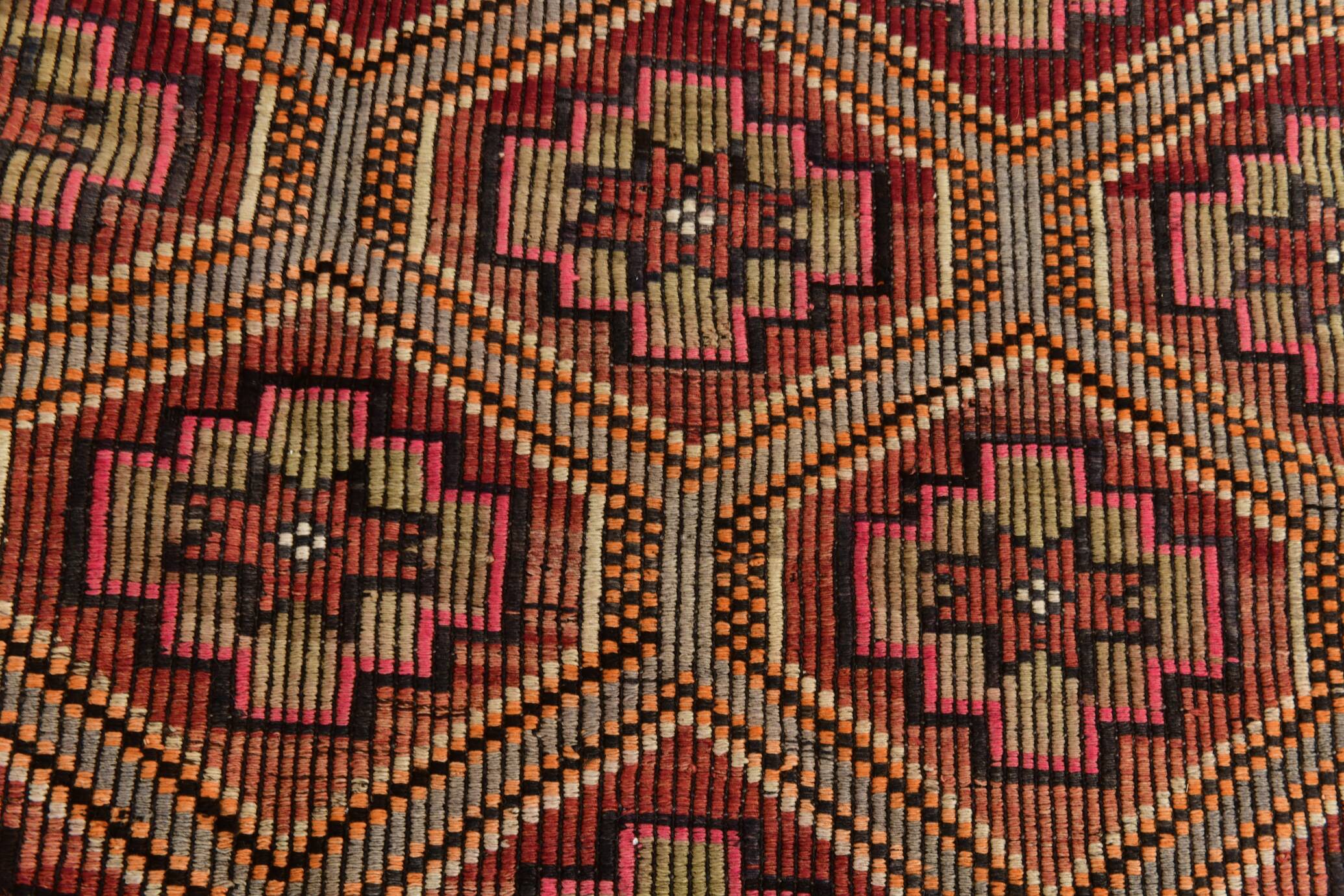 Burgundy & Red Stars Pattern Kilim Rug, 188x309Cm