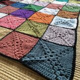 Plaid crochet , couverture vintage 90X120