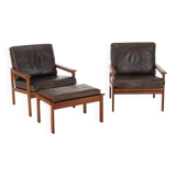 Capella Easy Chairs with Ottoman by Illum Wikkelsø for Nelse Eilersen, Denmark, 1950s, Set of 3