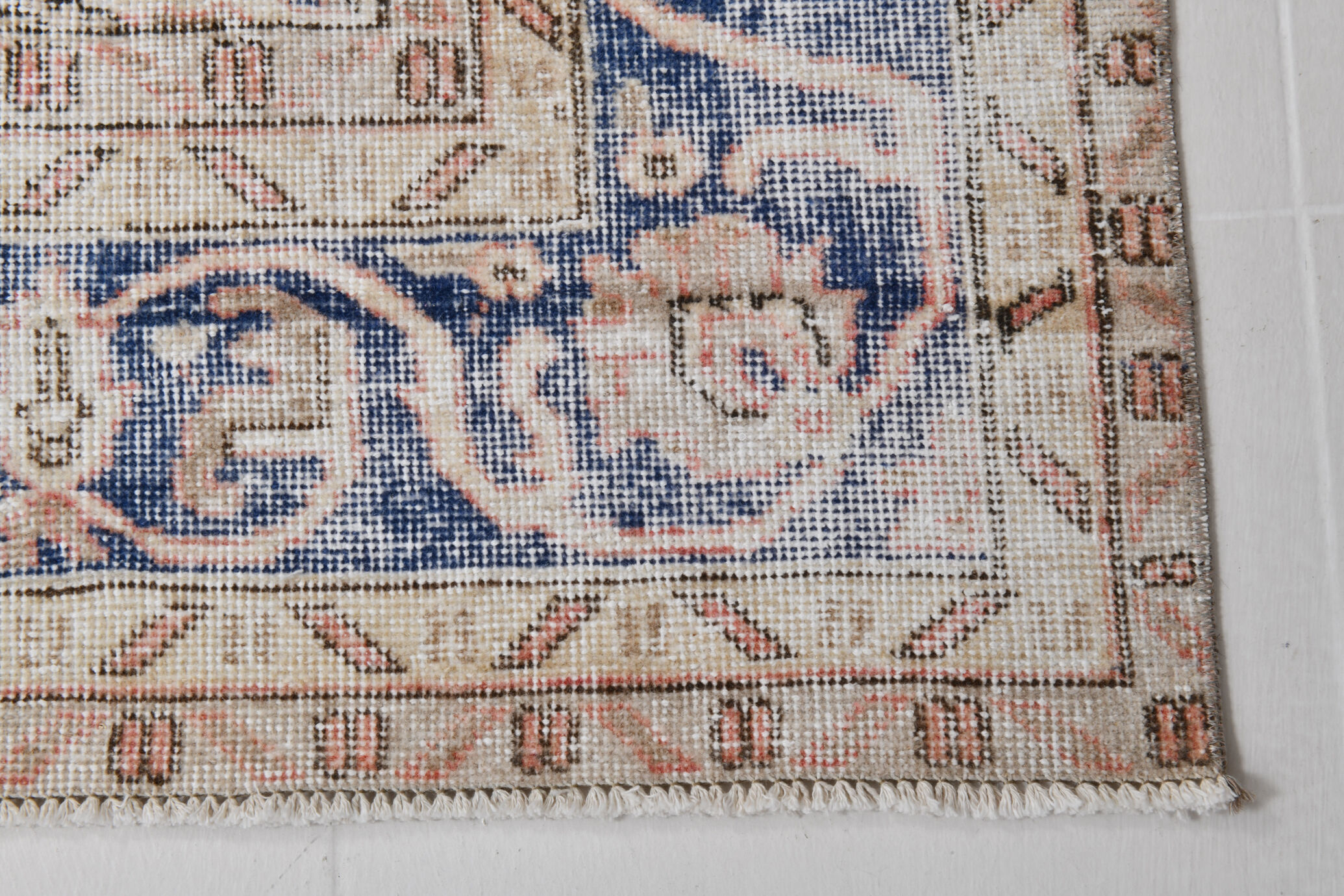 Navy blue vintage rug 317x220cm