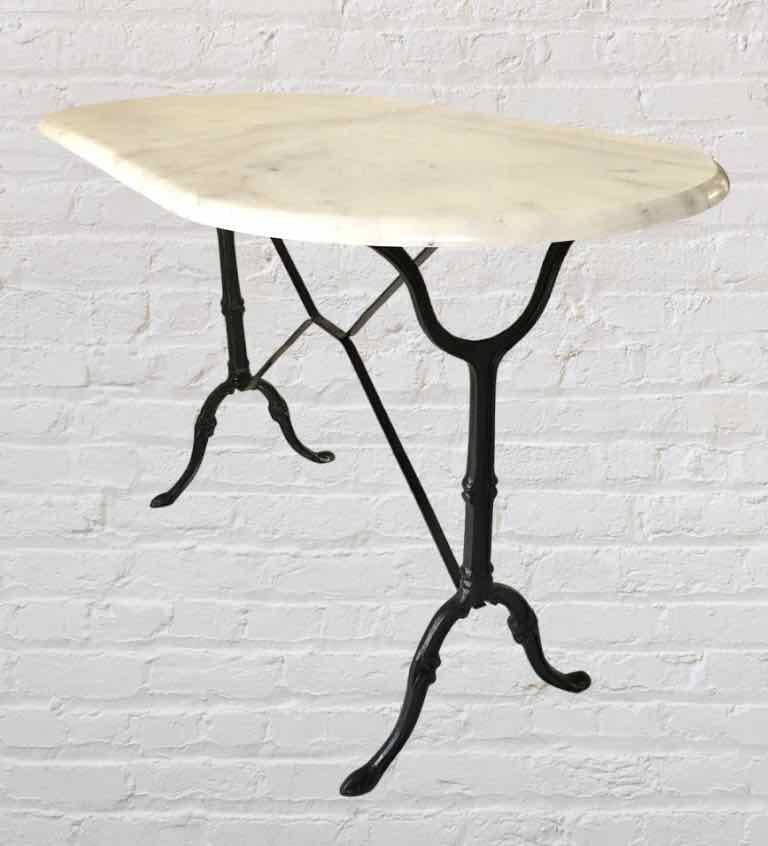 Oval marble and cast iron bistro table