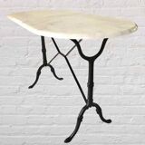 Oval marble and cast iron bistro table