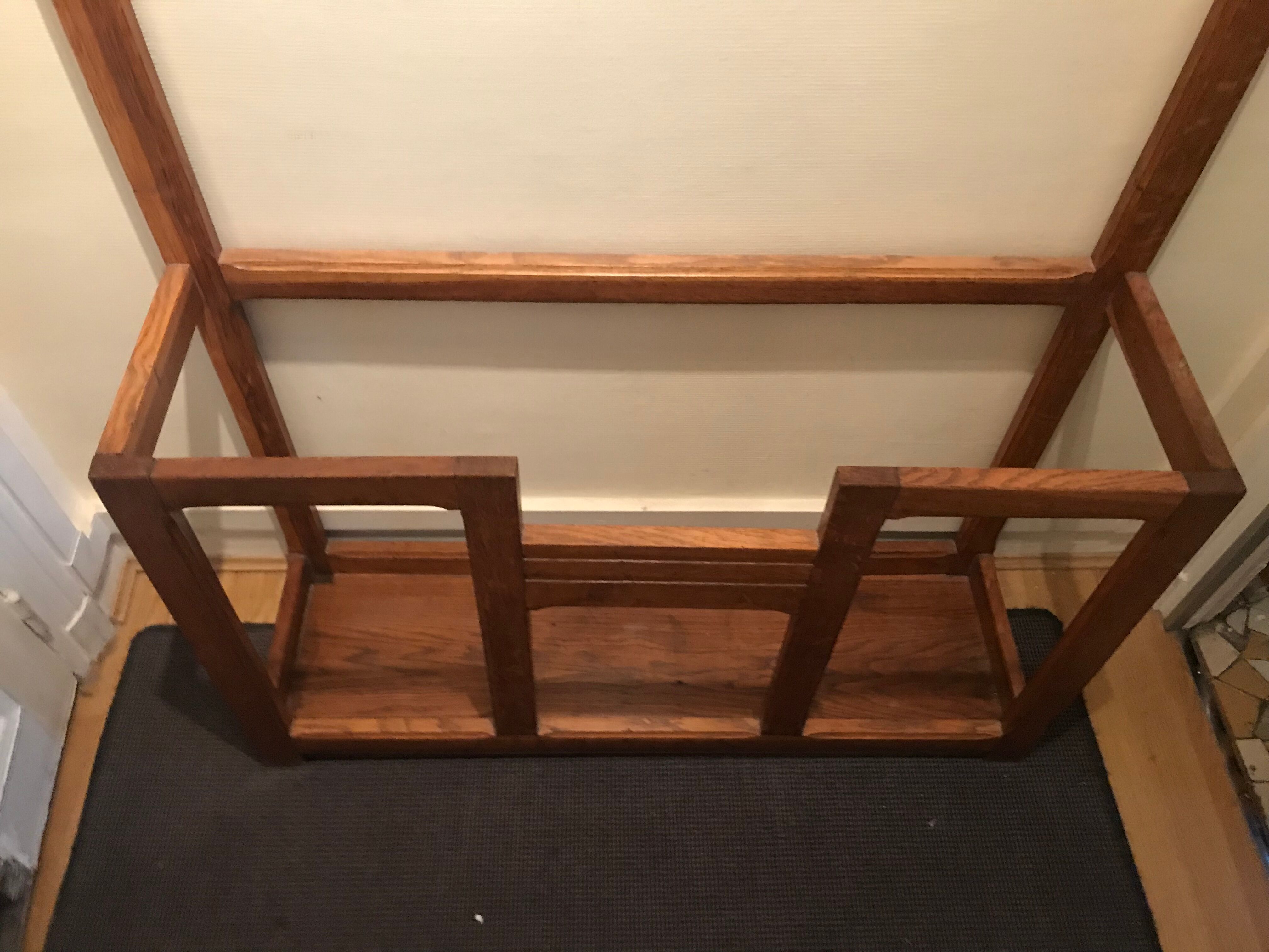 Art deco period solid oak coat rack