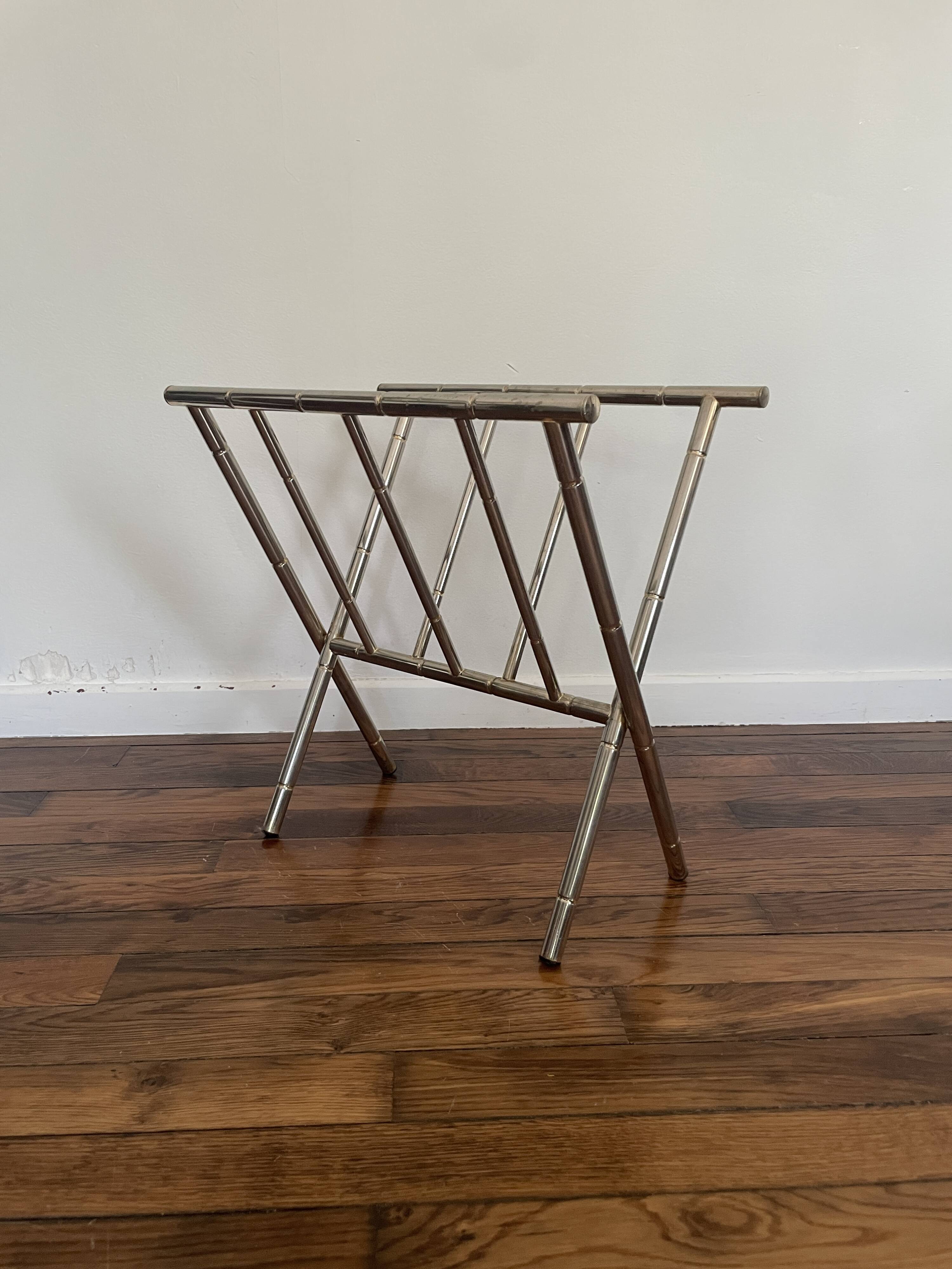 Magazine Rack in the Style of Maison Jansen / Baguès 70s