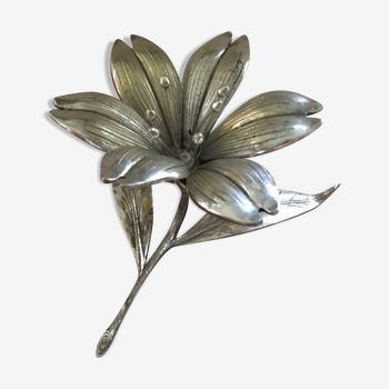 Cendrier fleur métal argenté
