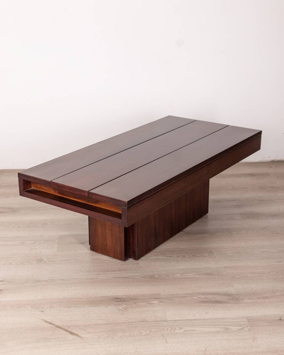 Vintage 60's wooden table with container  italian design