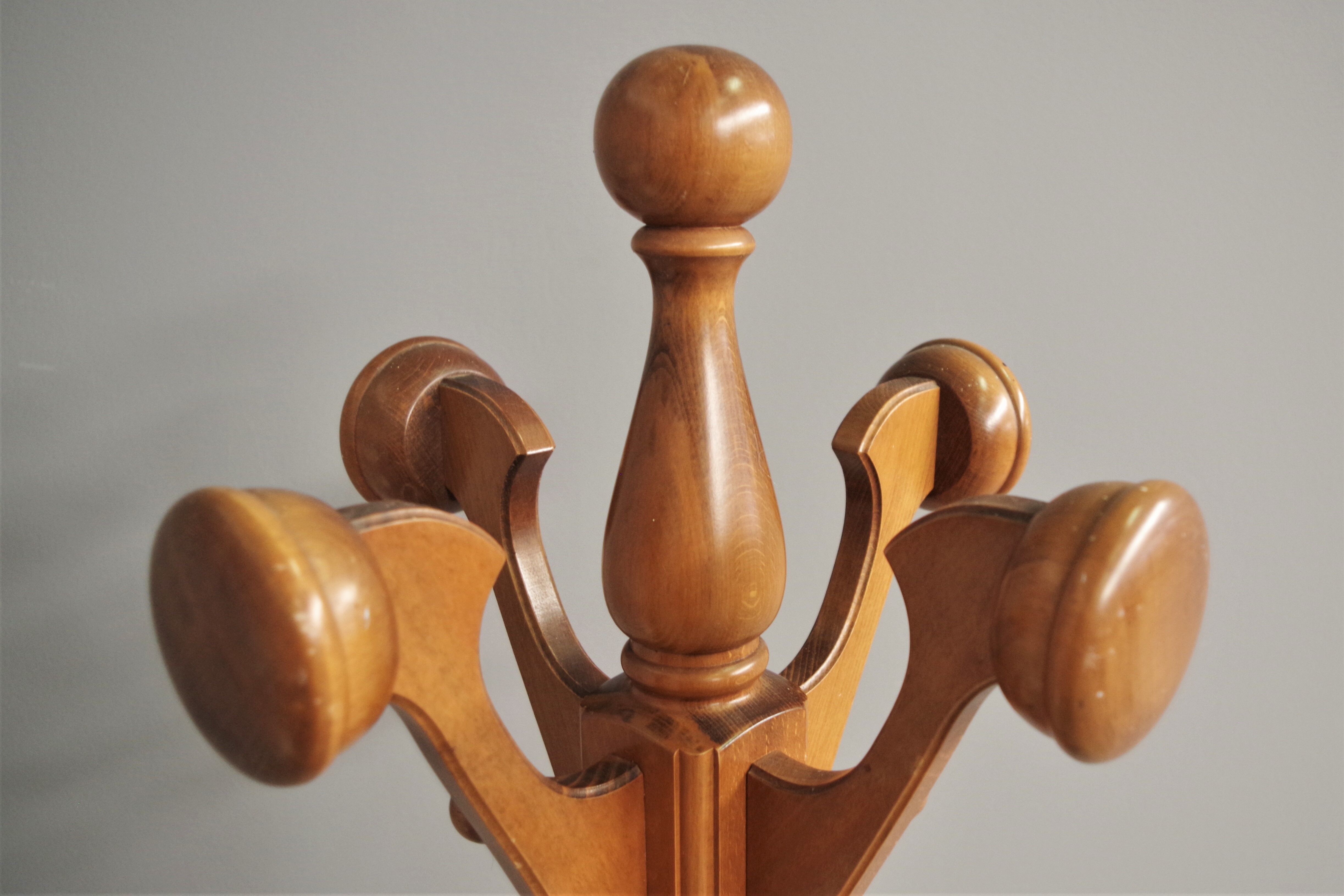 Column hanger in turned beech wood, 1970s