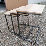 Lot of 3 metal and wood pull out tables